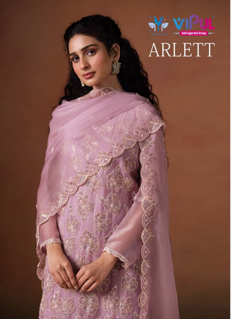 Vipul Arlett Lavender Organza Embroidery Work Salwar Kameez Suits