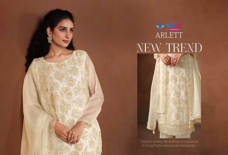 Vipul Arlett Lavender Organza Embroidery Work Salwar Kameez Suits
