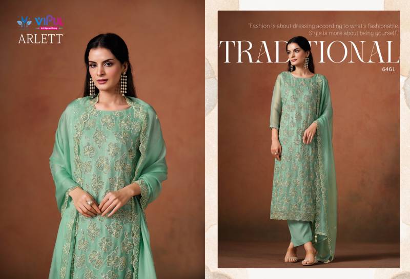 Vipul Arlett Lavender Organza Embroidery Work Salwar Kameez Suits