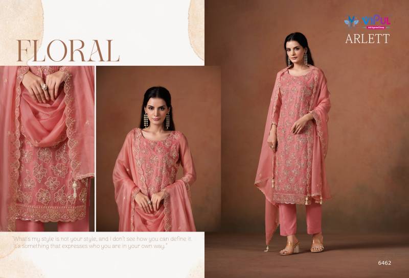 Vipul Arlett Lavender Organza Embroidery Work Salwar Kameez Suits