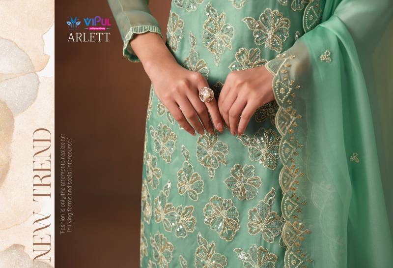 Vipul Arlett Lavender Organza Embroidery Work Salwar Kameez Suits