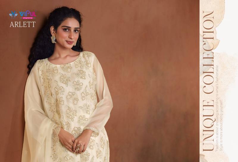 Vipul Arlett Lavender Organza Embroidery Work Salwar Kameez Suits