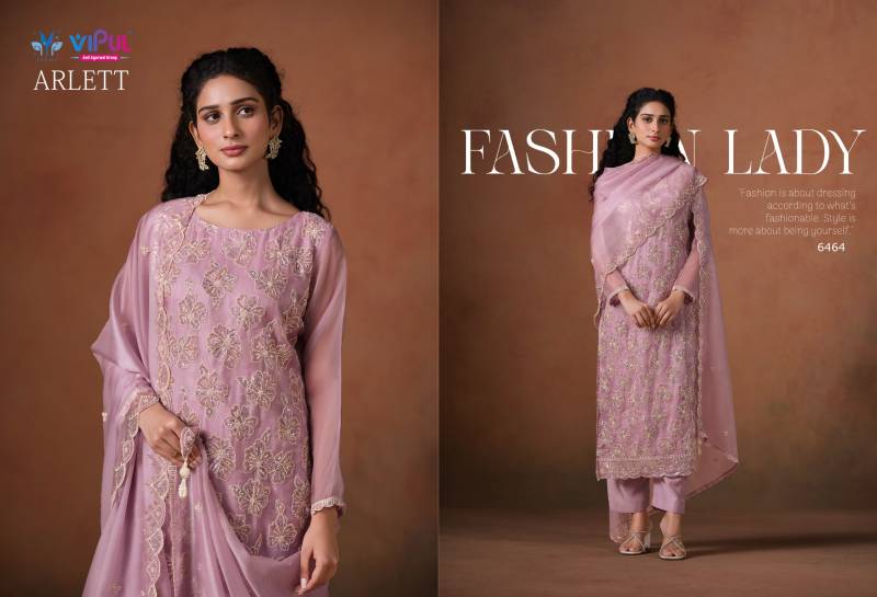 Vipul Arlett Lavender Organza Embroidery Work Salwar Kameez Suits