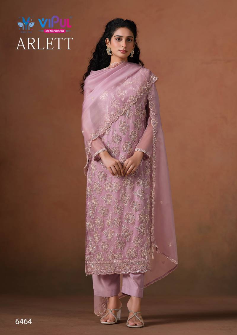 Vipul Arlett Lavender Organza Embroidery Work Salwar Kameez Suits