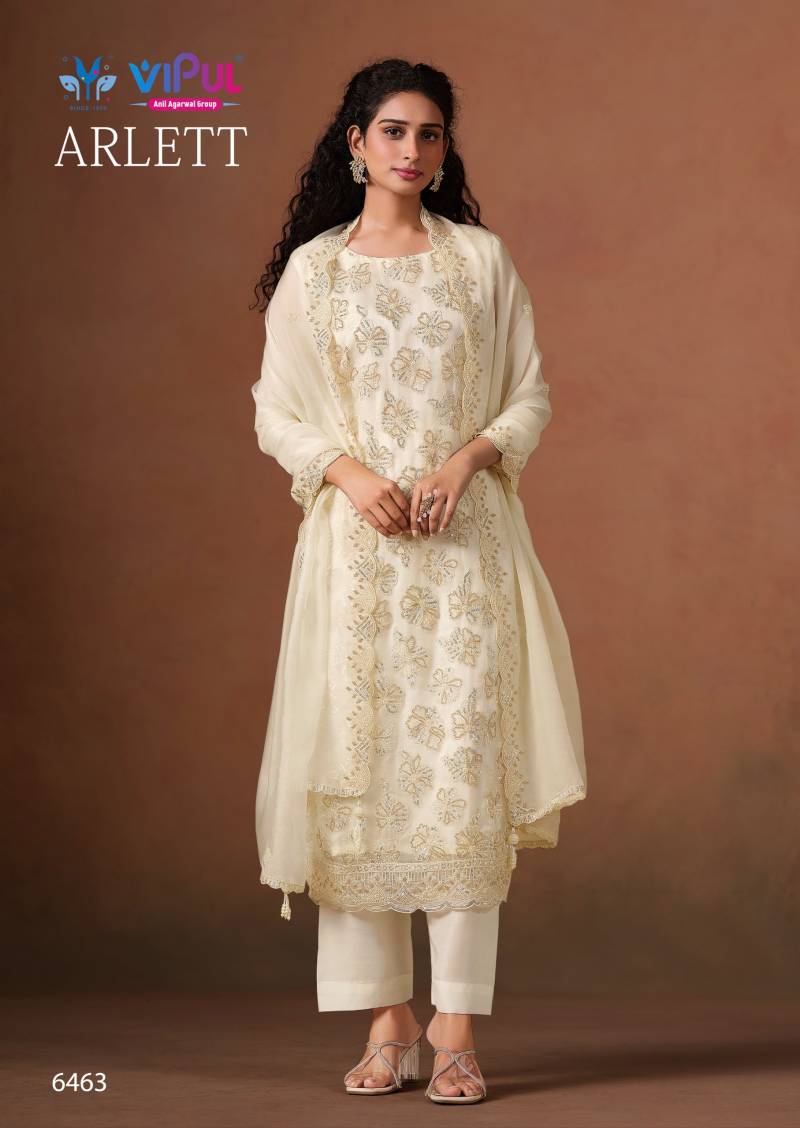 Vipul Arlett Lavender Organza Embroidery Work Salwar Kameez Suits