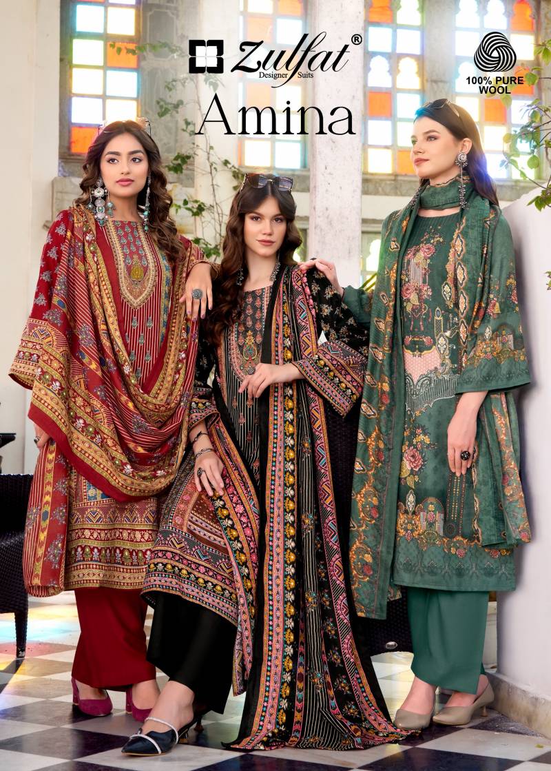 Zulfat Amina Woollen Pashmina Designer Dress Material Collection