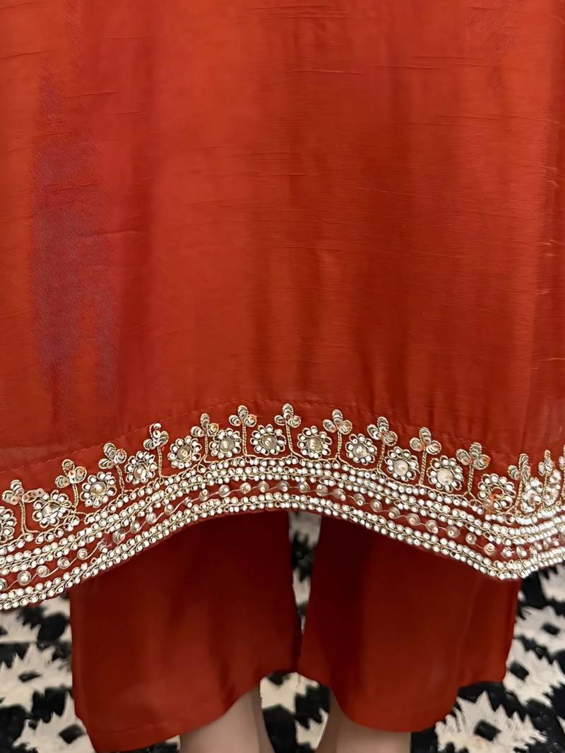 Mojili 01 Chanderi Sequence Embroidered Straight Kurti Set
