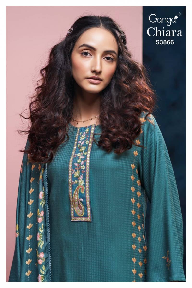 Ganga Chiara 3866 Wool Pashmina Embroidery Printed Salwar Kameez