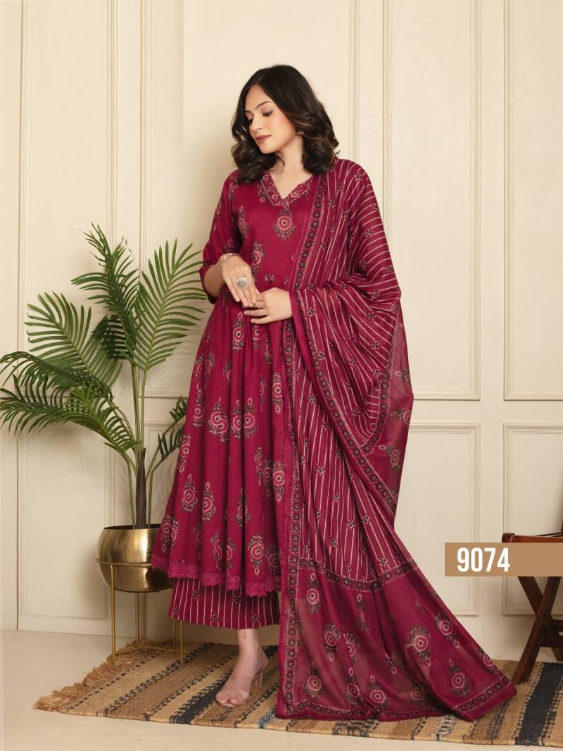 Naisha K 333 Cotton Casual Wear Anarkali Top Plazzo Dupatta Collection