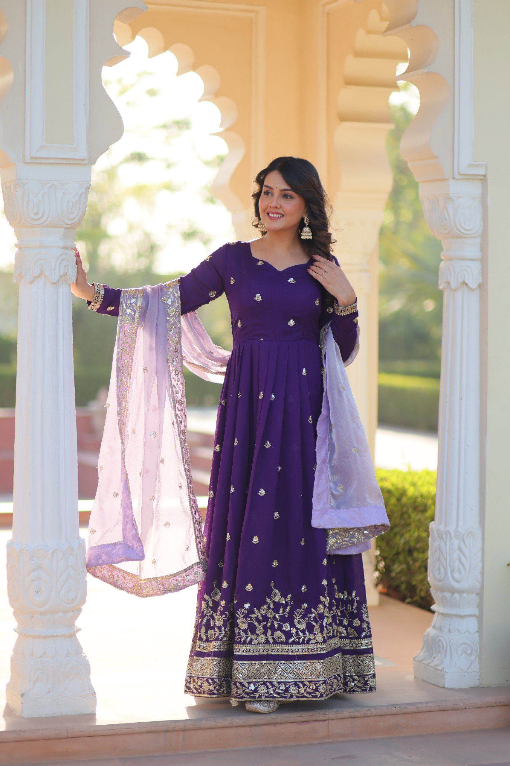 Lekha KA 1206 Star Georgette Embroidery Zari Sequins Gown 