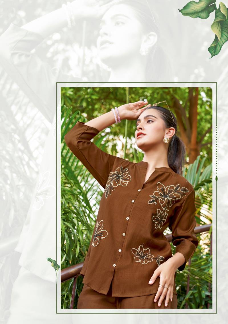 Mittoo Pranjal Viscose Handwork Threadwork Co Ord Set