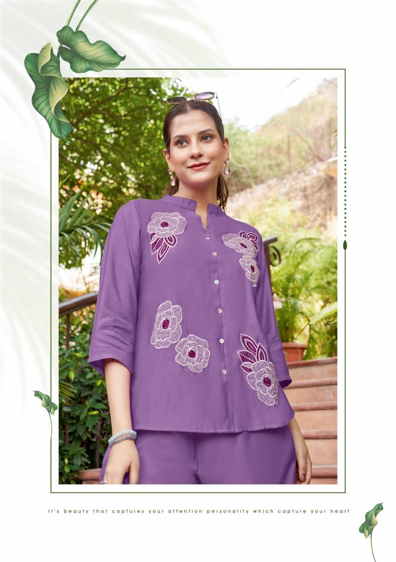 Mittoo Pranjal Viscose Handwork Threadwork Co Ord Set