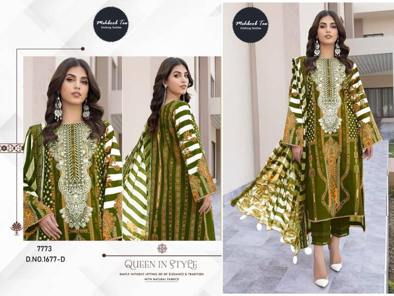 Mehboob Tex 1677 Chiffon Dupatta Cotton Printed Pakistani Salwar Suits