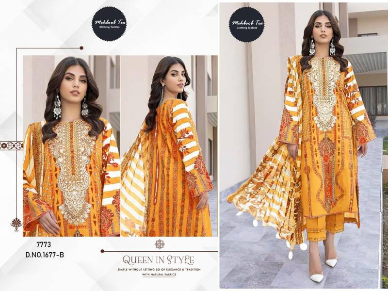 Mehboob Tex 1677 Chiffon Dupatta Cotton Printed Pakistani Salwar Suits