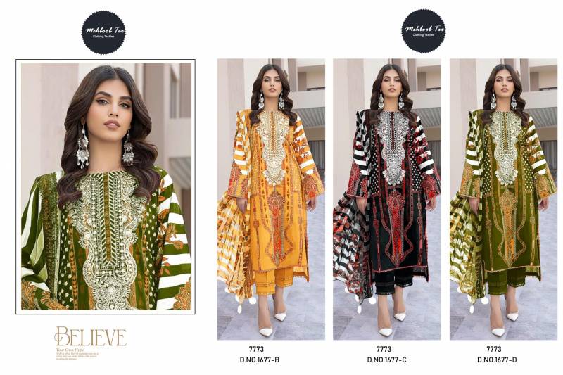 Mehboob Tex 1677 Chiffon Dupatta Cotton Printed Pakistani Salwar Suits