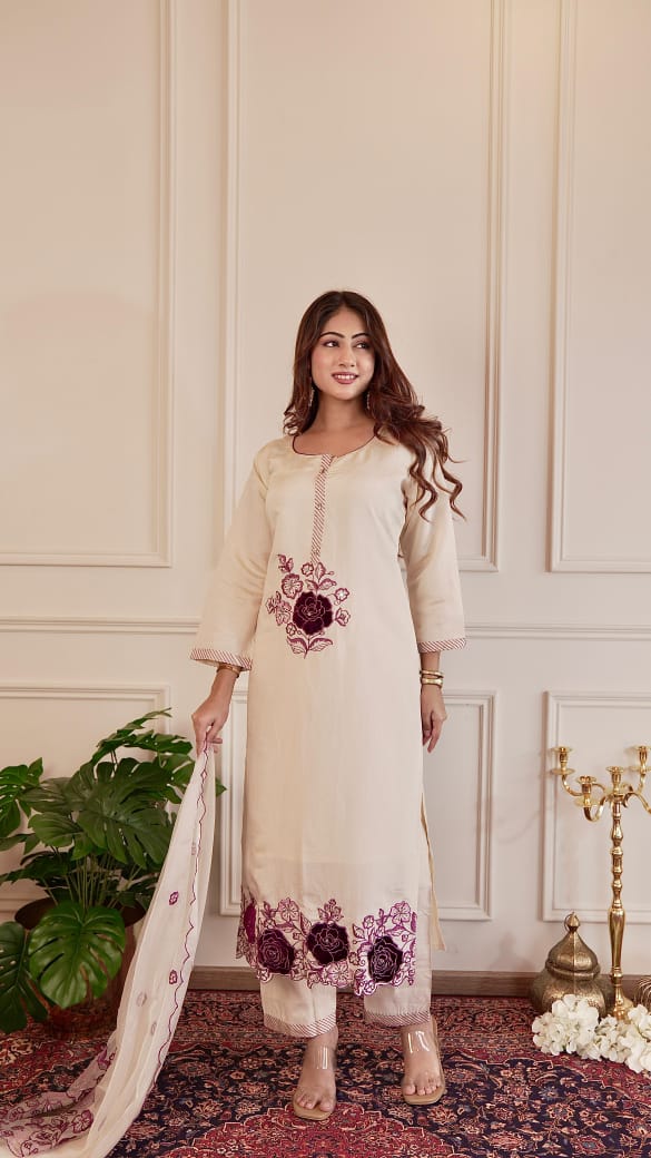Naisha K 336 Roman Shimmer Handtouch Kurti Pant And Dupatta Collection