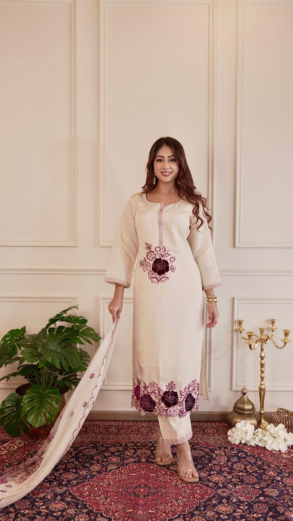 Naisha K 336 Roman Shimmer Handtouch Kurti Pant And Dupatta Collection