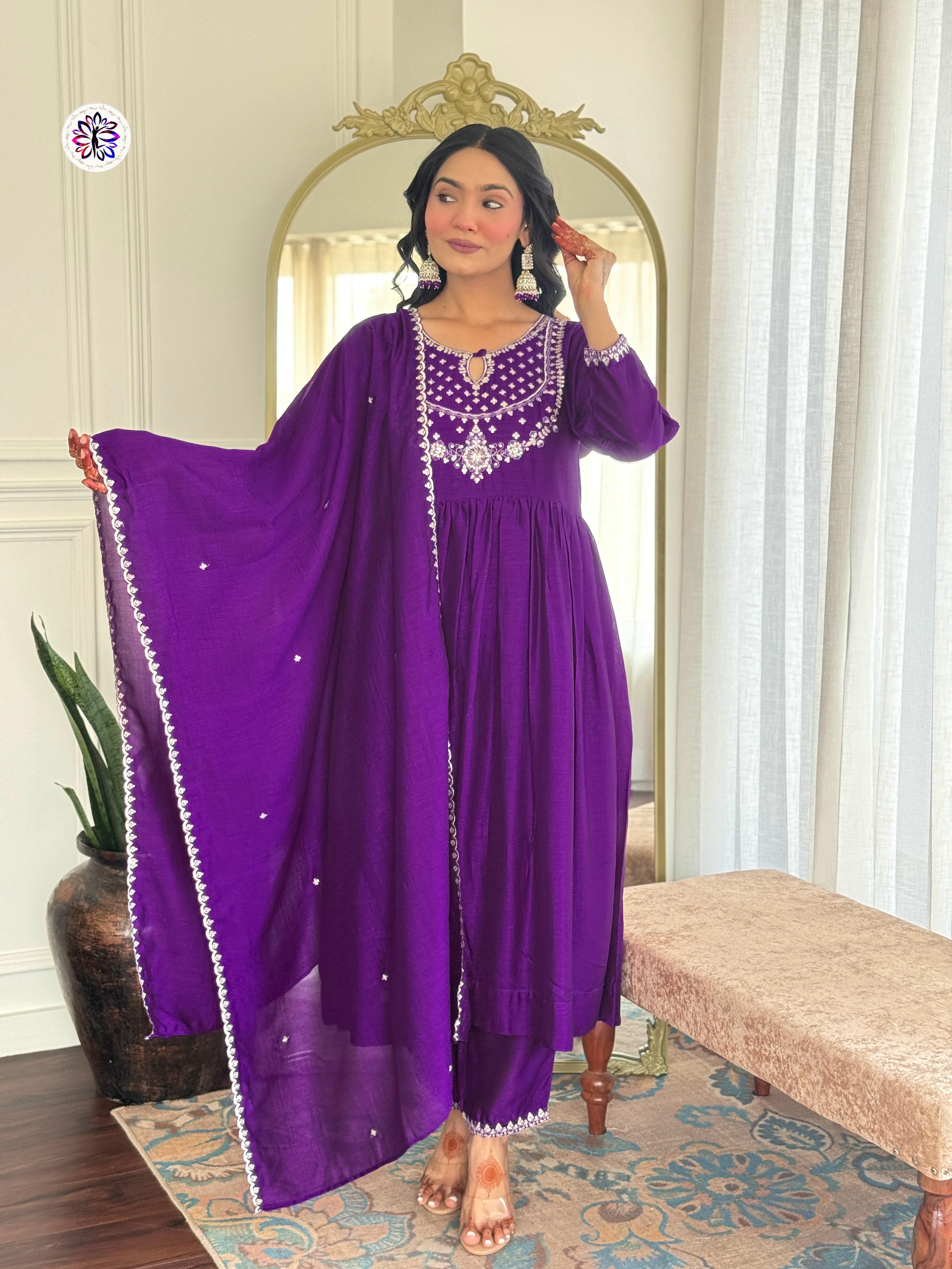 Lekha KL 3017 Vichitra Silk Embroidery Kurti Bottom With Dupatta