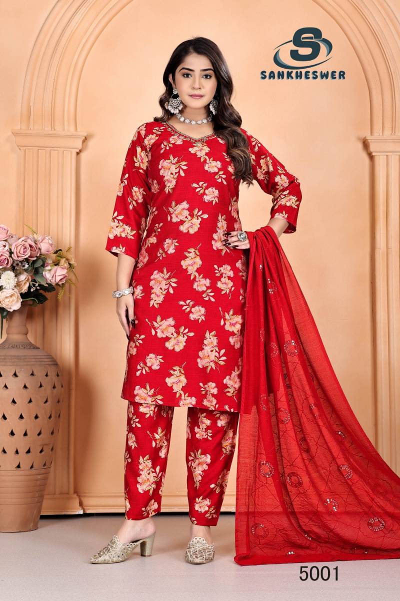 Sankheswer Nakhrali Vol 1 Star Vatican Printed Kurti Set