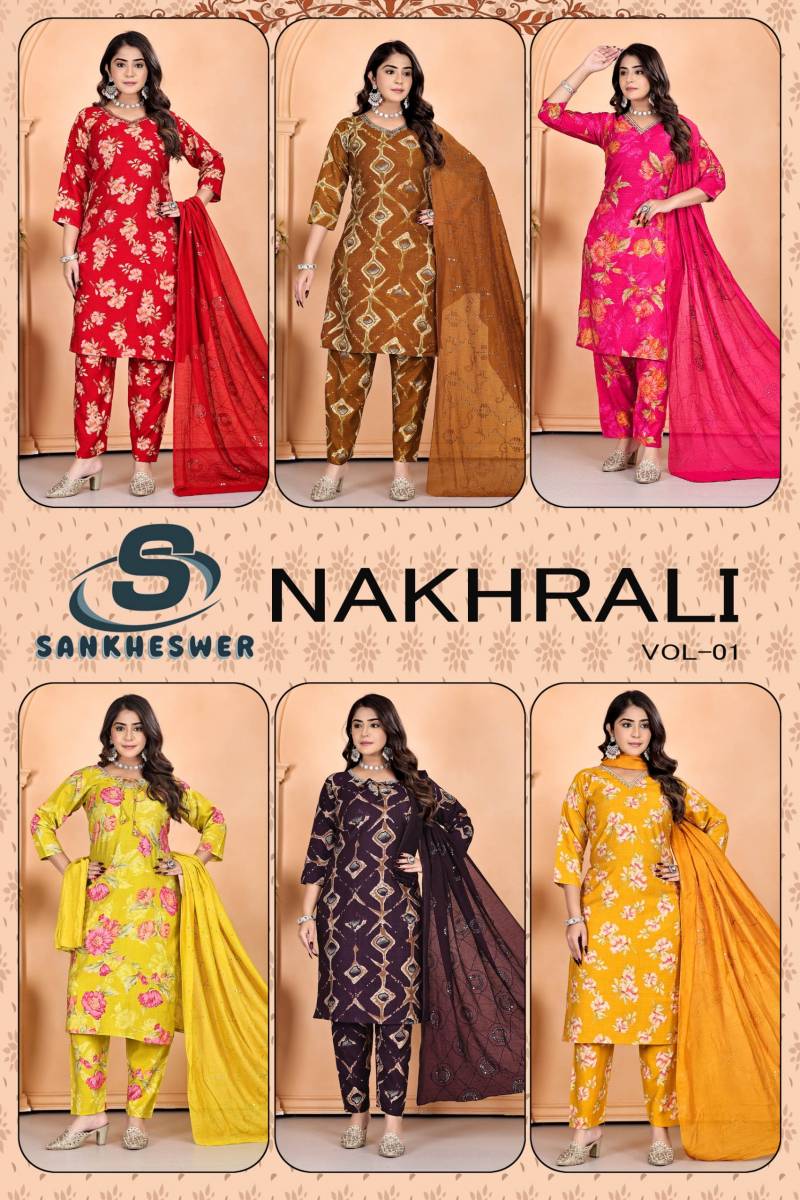 Sankheswer Nakhrali Vol 1 Star Vatican Printed Kurti Set