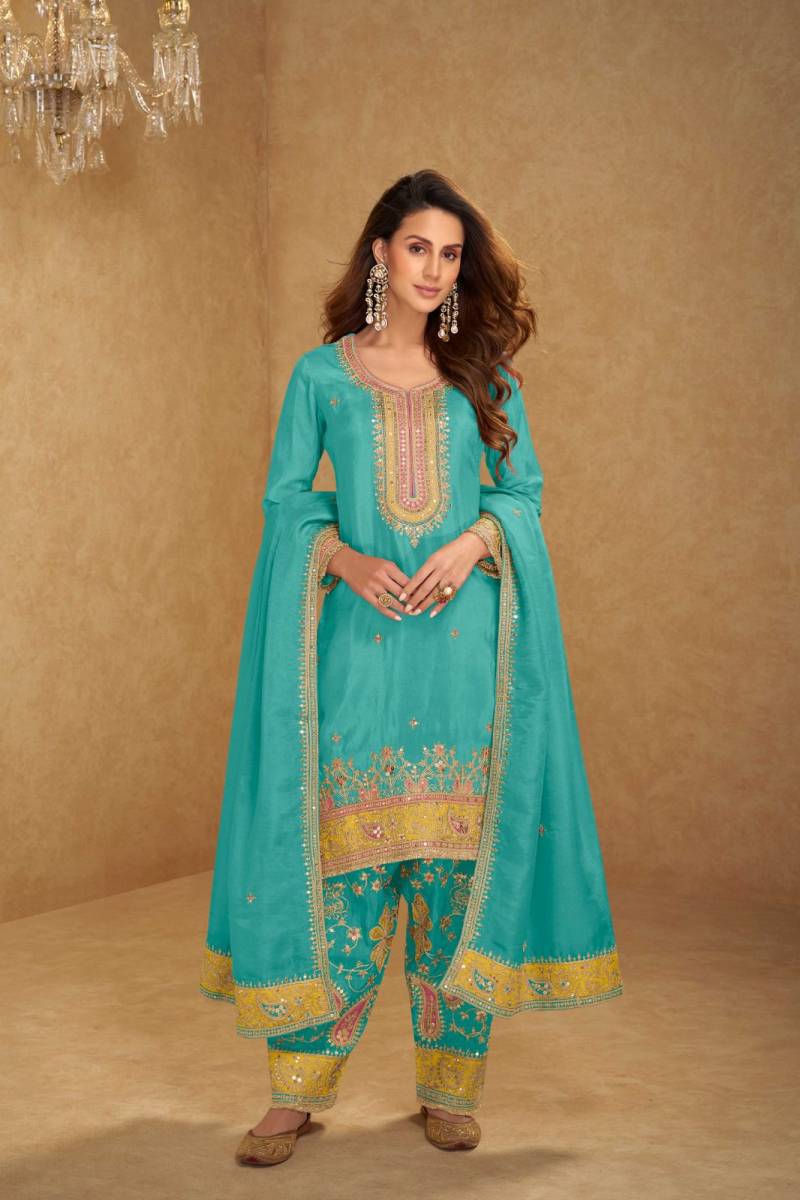 Gulkayra Nusrat Shimmer Silk Embroidered Salwar Kameez