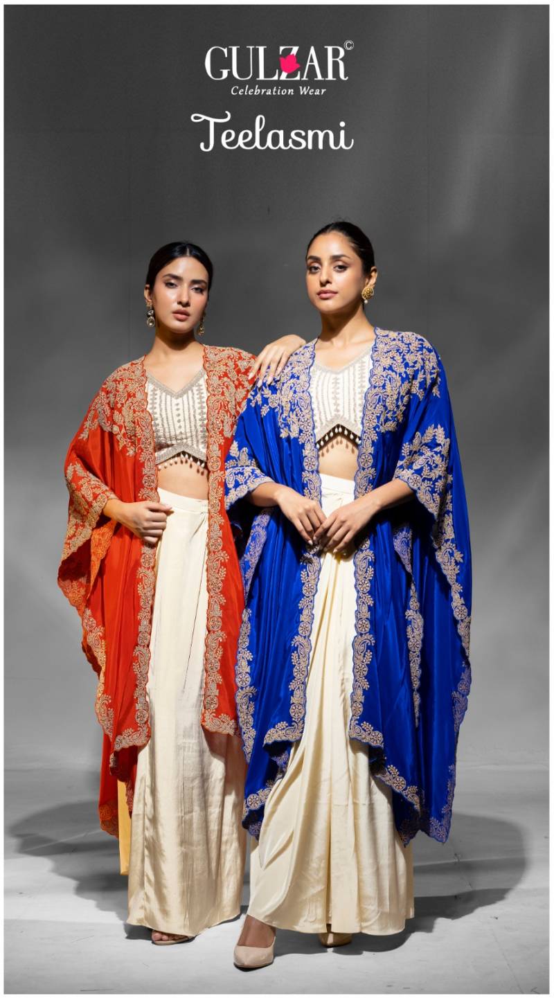 Gulzar Teelasmi Premium Crepe Embroidered Indo Westerns