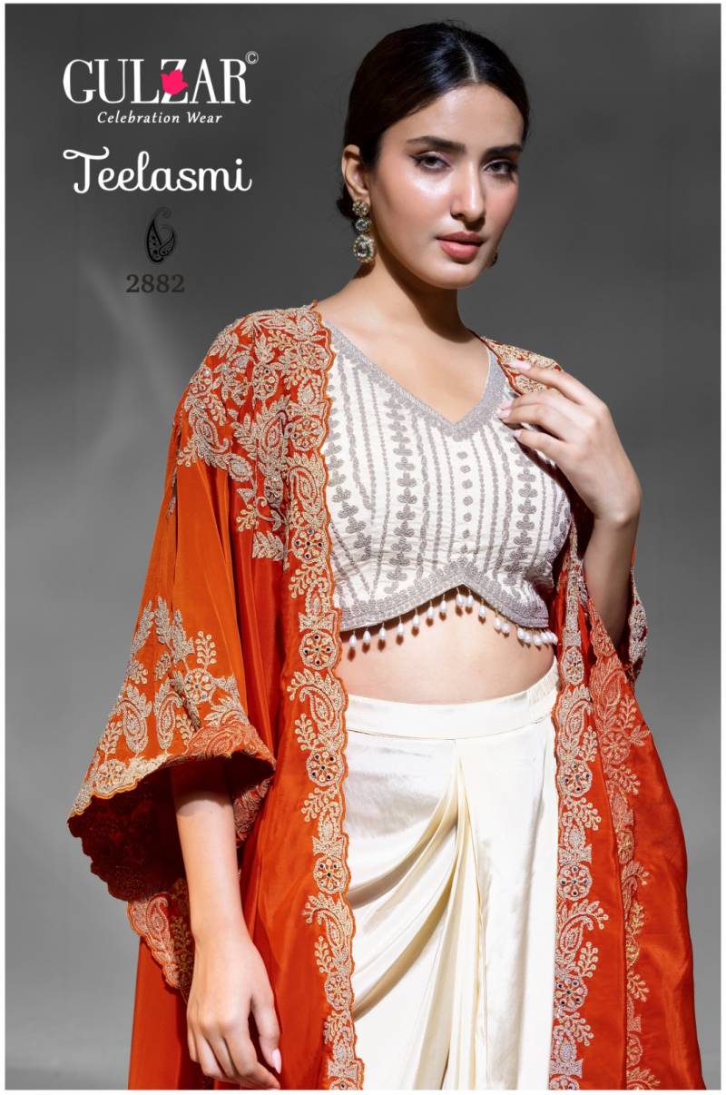 Gulzar Teelasmi Premium Crepe Embroidered Indo Westerns