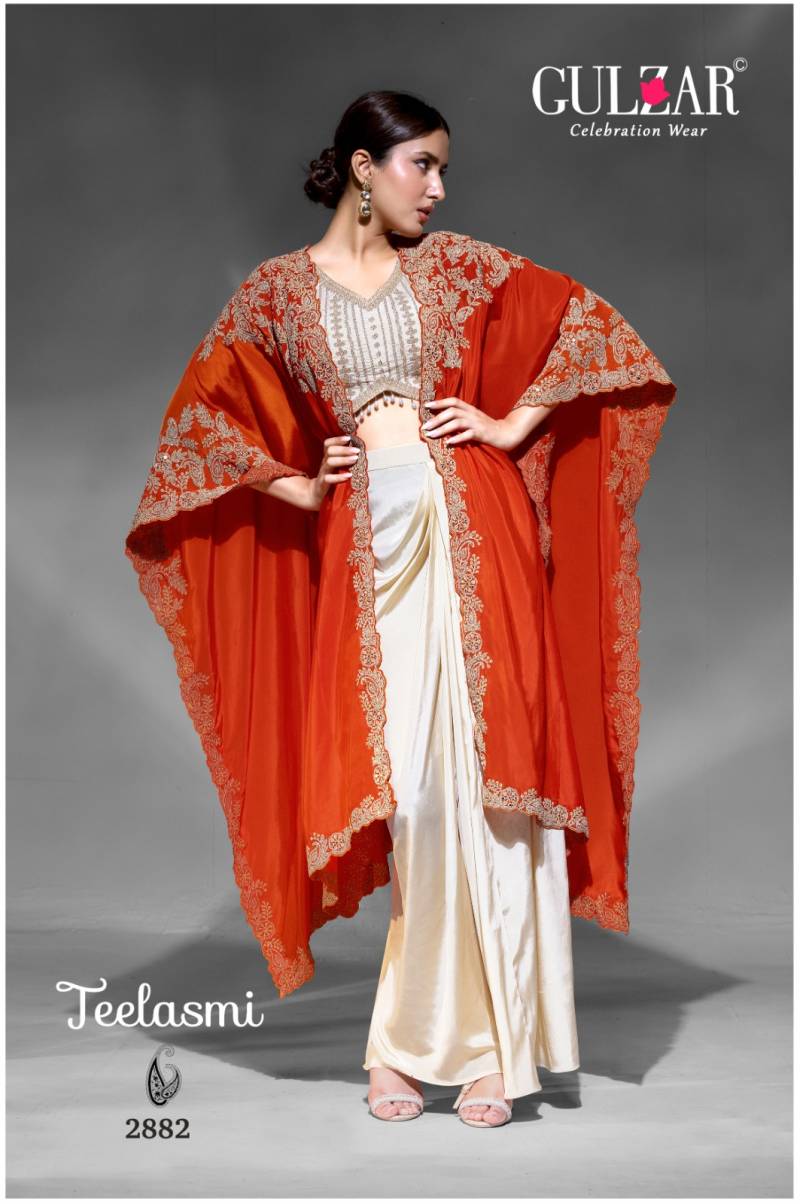 Gulzar Teelasmi Premium Crepe Embroidered Indo Westerns