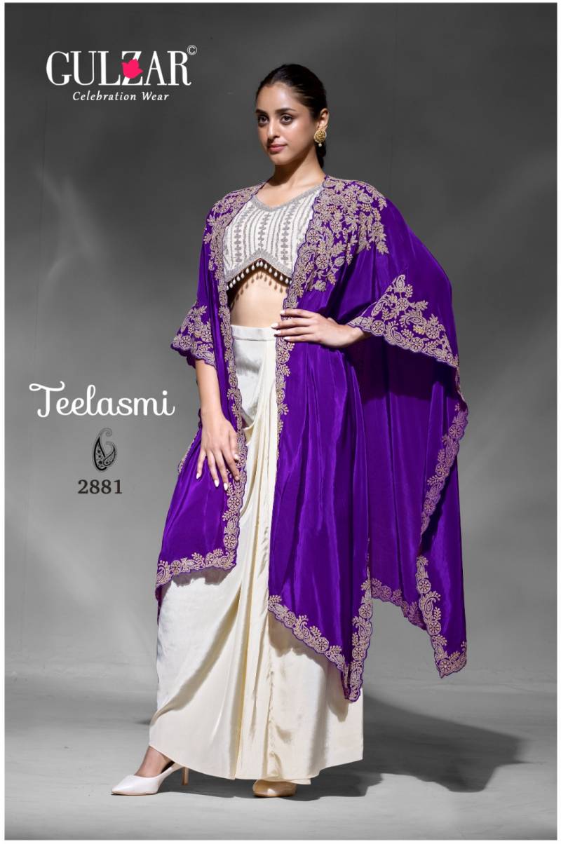 Gulzar Teelasmi Premium Crepe Embroidered Indo Westerns