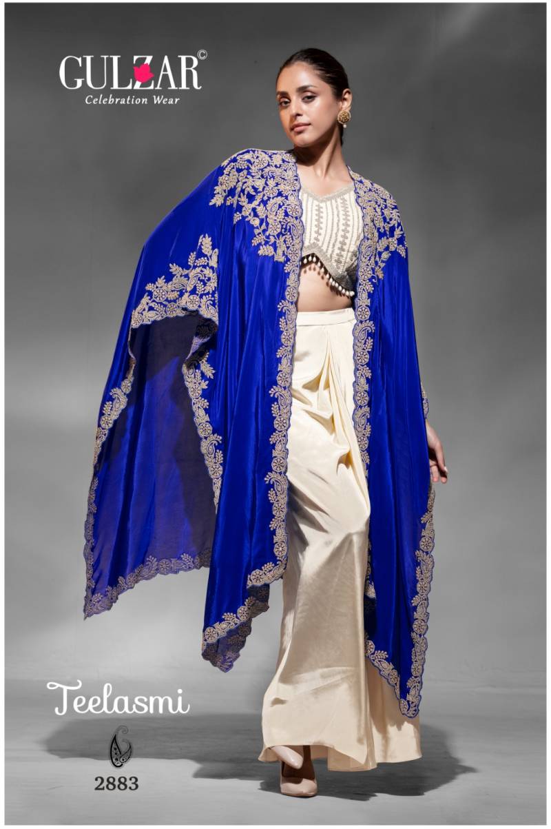 Gulzar Teelasmi Premium Crepe Embroidered Indo Westerns