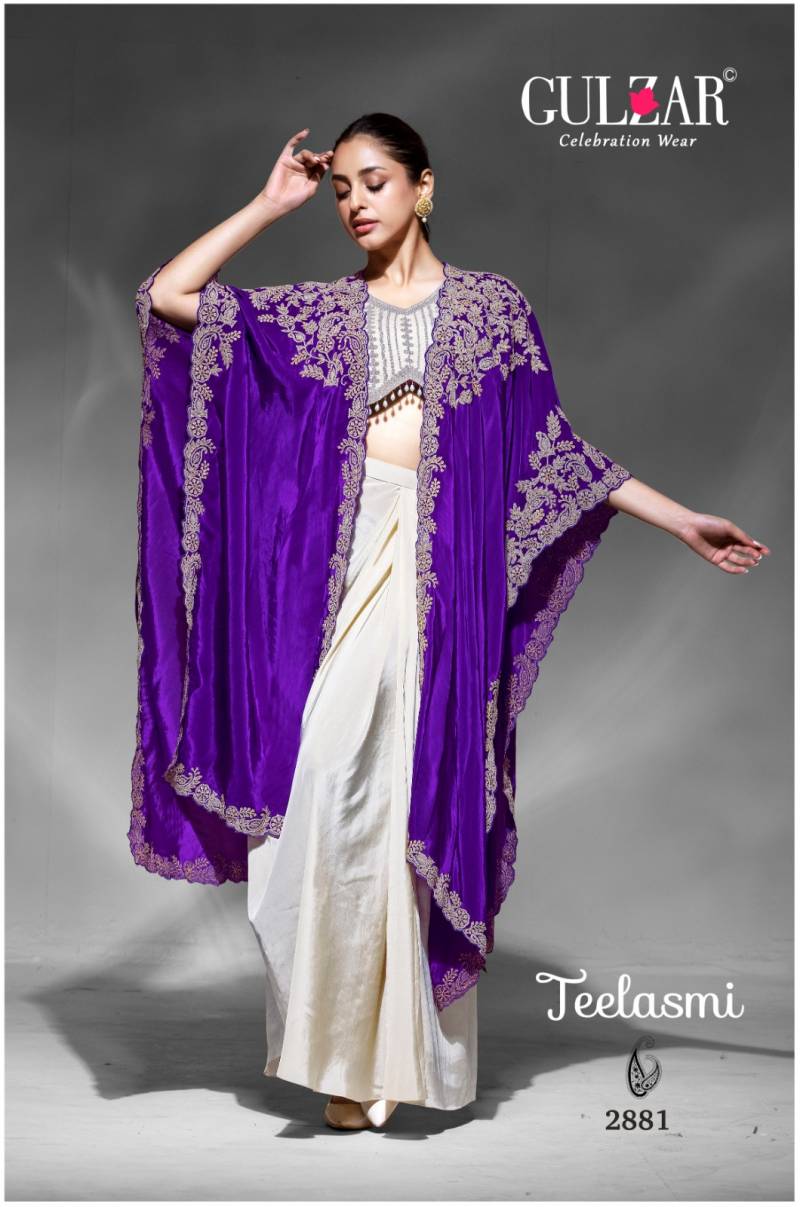 Gulzar Teelasmi Premium Crepe Embroidered Indo Westerns