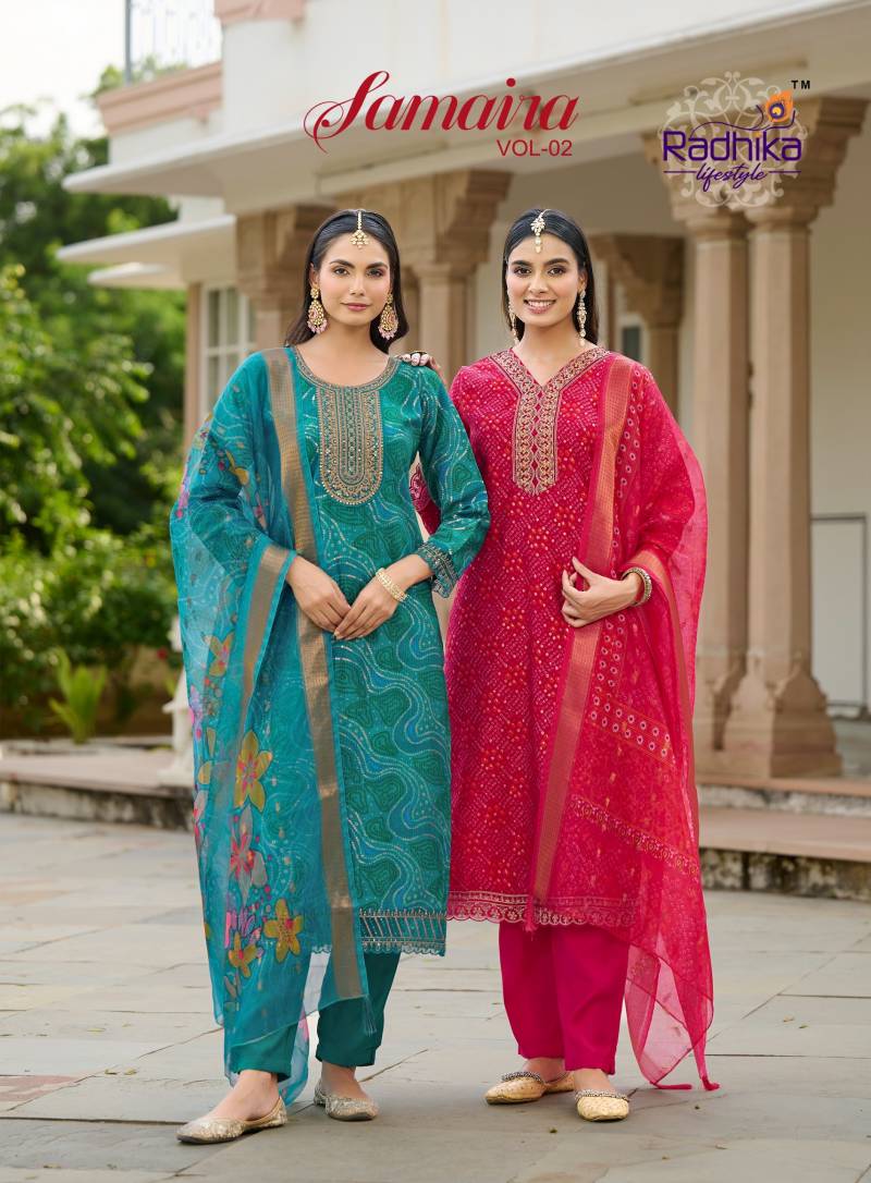 Radhika Samaira Vol 2 Berlin Foil Printed Kurti With Bottom Dupatta