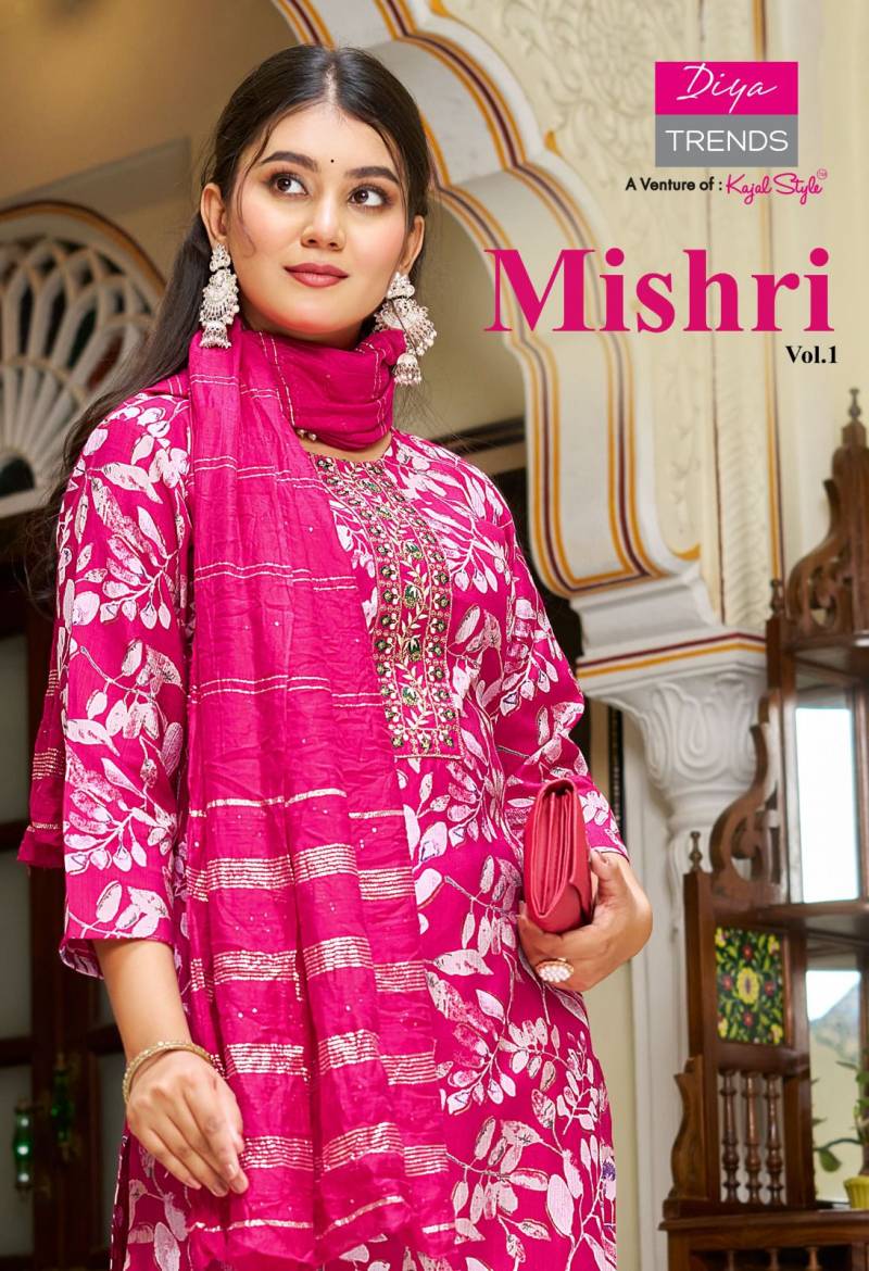 Mishri Vol 1 By Diya Trends Vertican Printed Embroidered Kurti Set