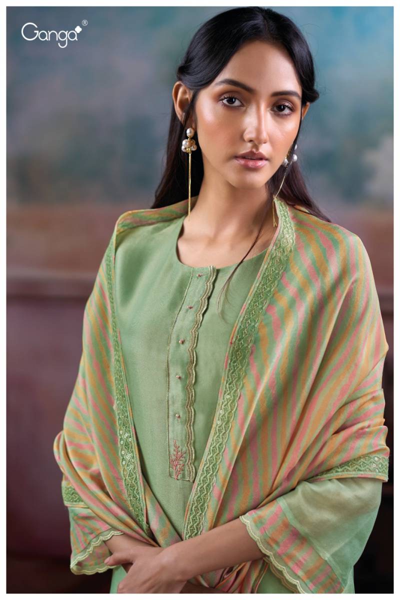 Ganga Inel 3838 Premium Bemberg Silk Embroidered Salwar Suits