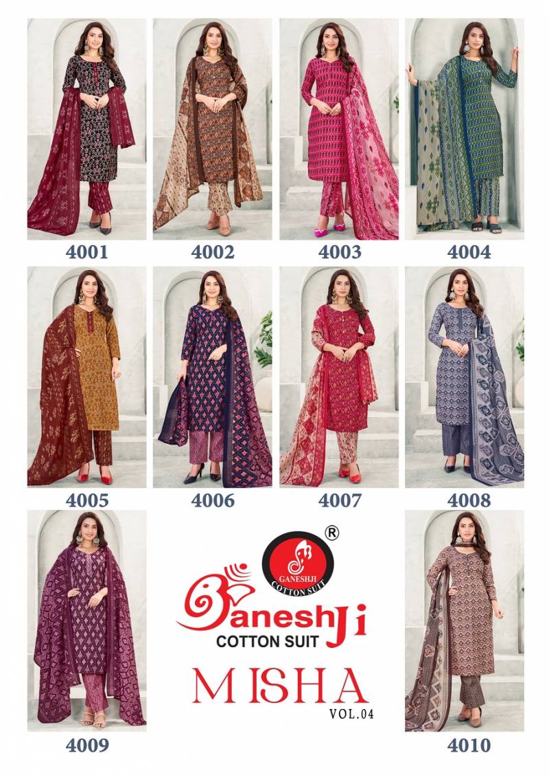 Ganeshji Misha Vol 4 Soft Cotton Printed Dress Material Collection