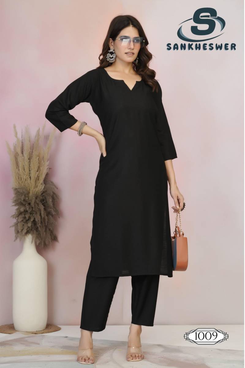 Sankheswer Rainbow Vol 1 Vertican Plain Kurti With Bottom Collection
