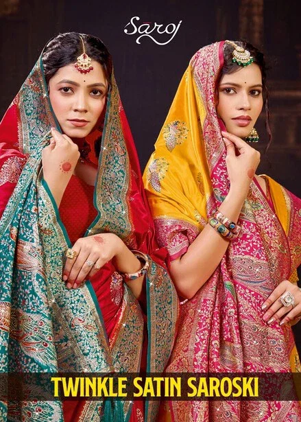 Saroj Twinkle Satin Saroski Vol 1 Traditional Satin Silk Saree