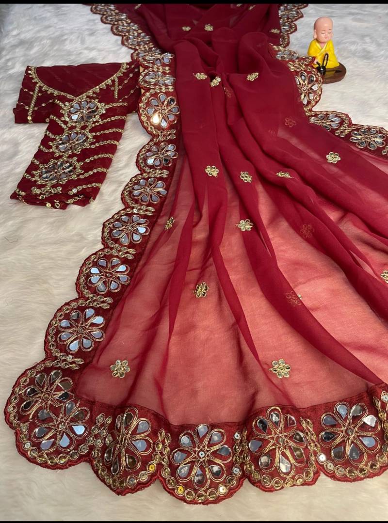 Vt 768 T Soft Georgette Embroidered Beautiful Saree Collection