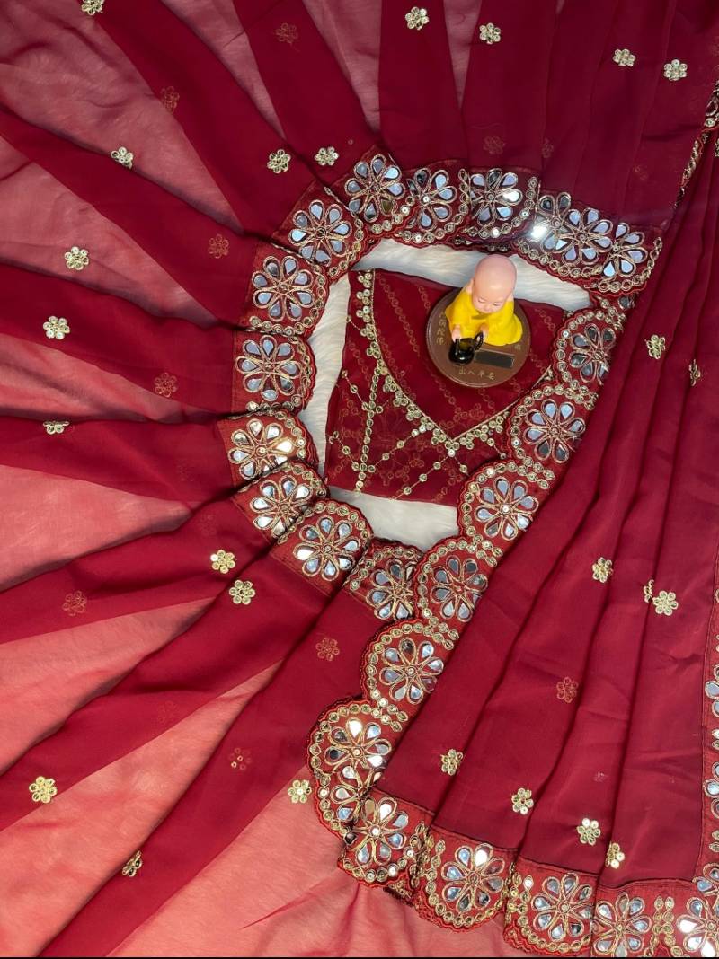 Vt 768 T Soft Georgette Embroidered Beautiful Saree Collection