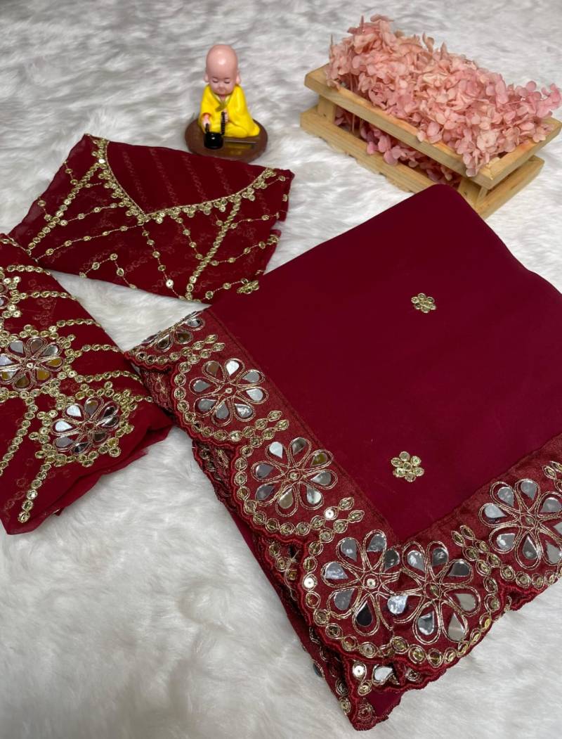 Vt 768 T Soft Georgette Embroidered Beautiful Saree Collection
