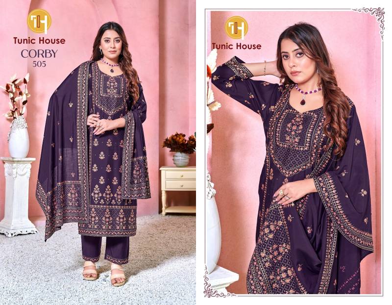 Tunic House Corby 504 Roman Silk Designer Kurti Set Collection