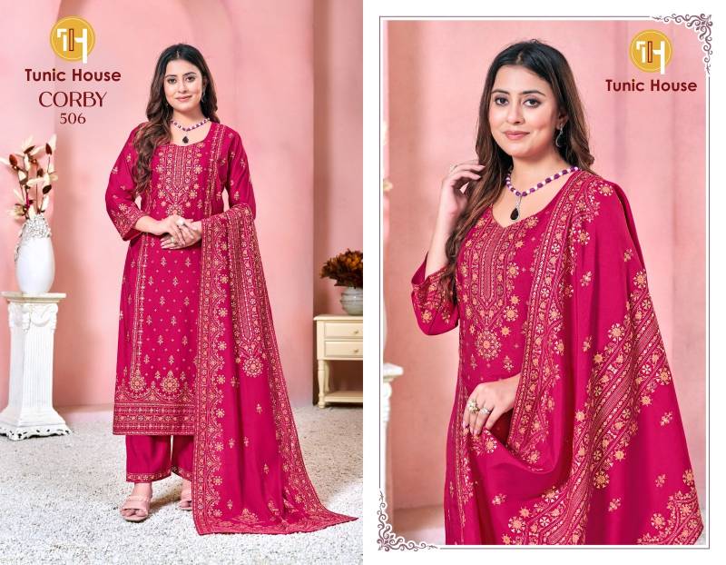 Tunic House Corby 504 Roman Silk Designer Kurti Set Collection