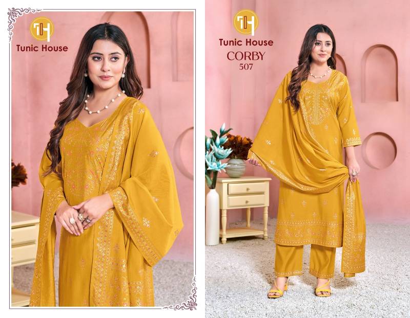Tunic House Corby 504 Roman Silk Designer Kurti Set Collection