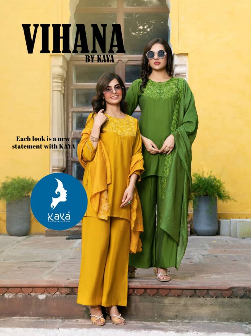 Kaya Vihana Roman Casual Wear Straight Cut Kurti Pant And Dupatta