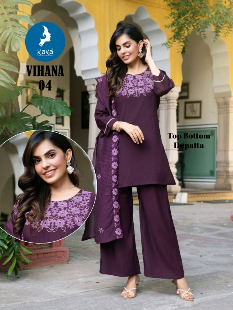 Kaya Vihana Roman Casual Wear Straight Cut Kurti Pant And Dupatta