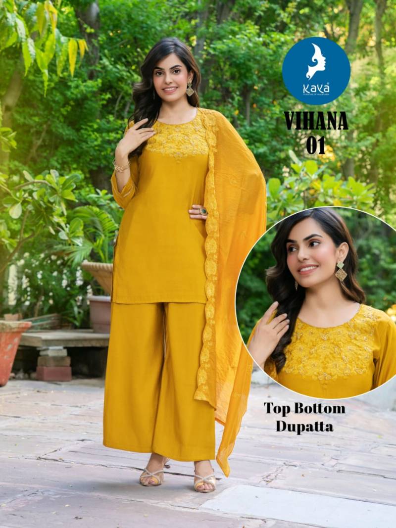 Kaya Vihana Roman Casual Wear Straight Cut Kurti Pant And Dupatta