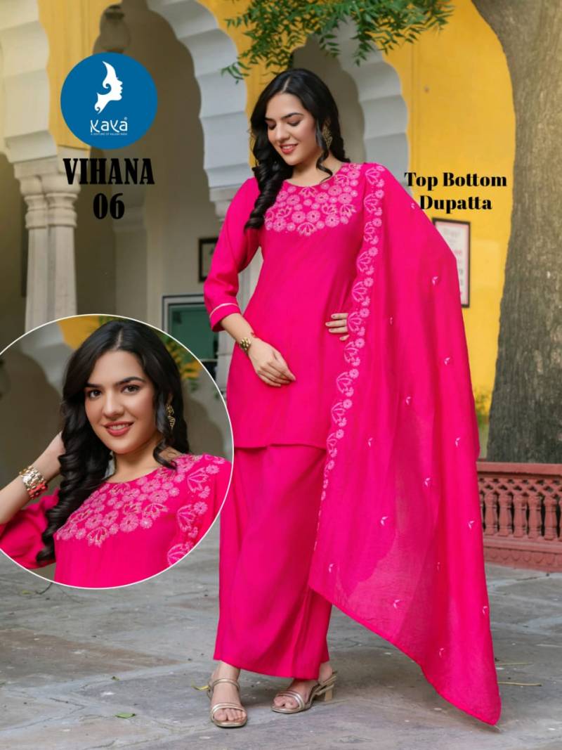 Kaya Vihana Roman Casual Wear Straight Cut Kurti Pant And Dupatta
