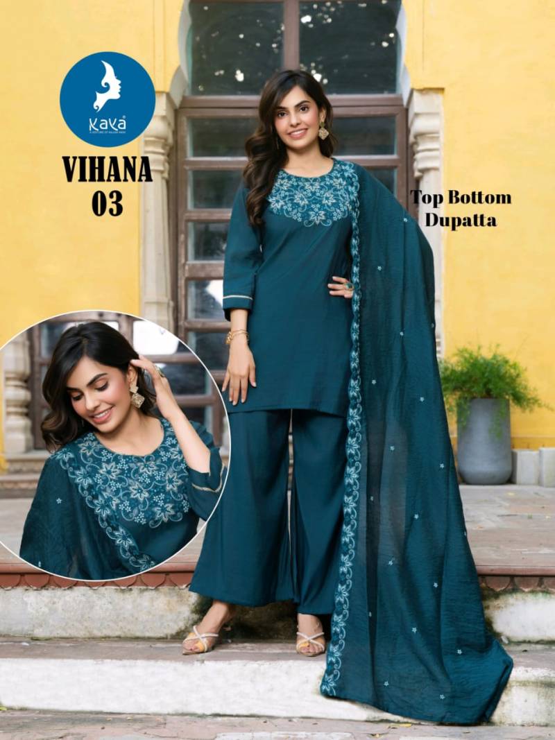 Kaya Vihana Roman Casual Wear Straight Cut Kurti Pant And Dupatta