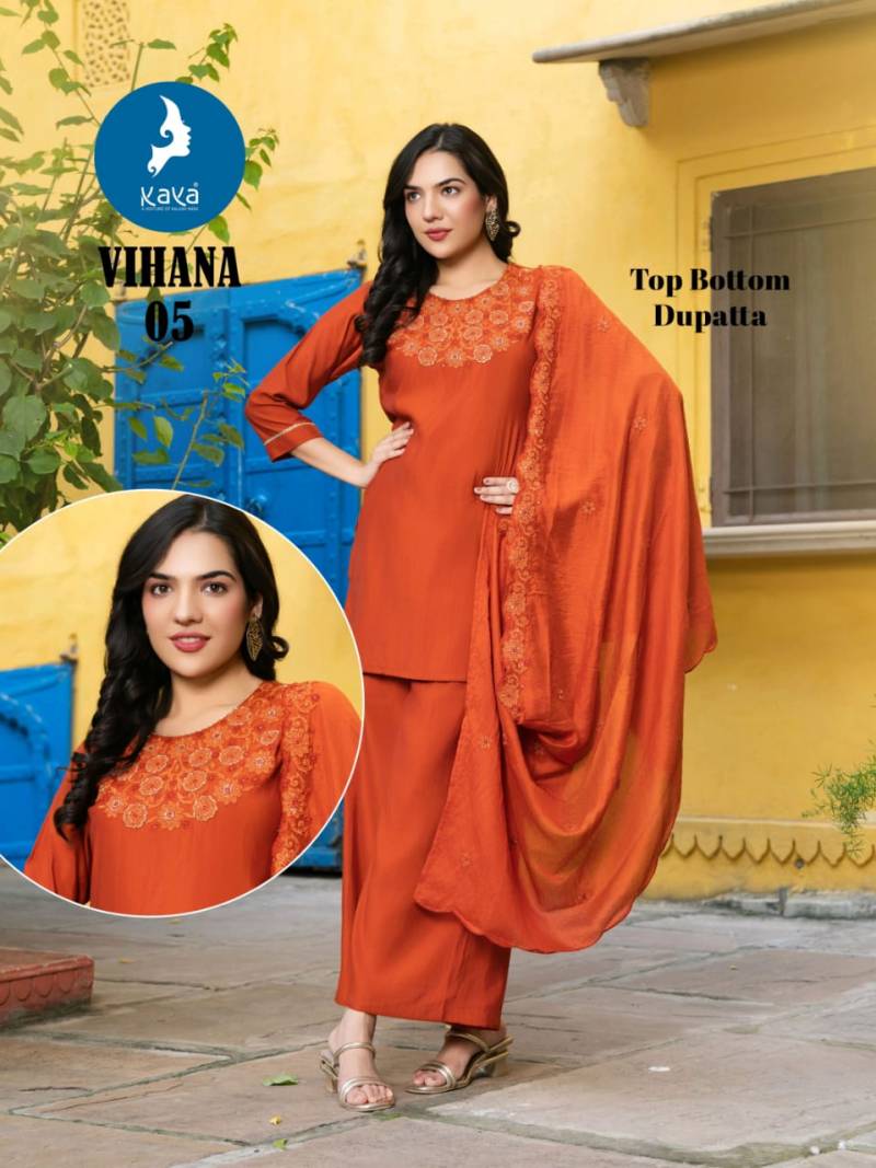 Kaya Vihana Roman Casual Wear Straight Cut Kurti Pant And Dupatta