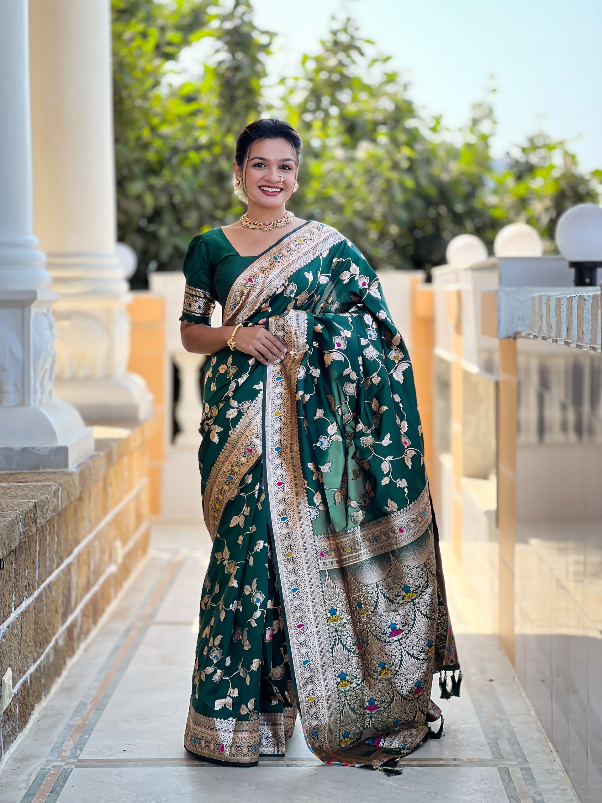 Lekha MN Banarasi 4D Patola Soft Banarasi Silk Zari Weaving Meenakari Saree